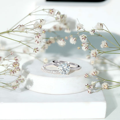Certified 2 Carat Lab Grown Diamond Solitaire Wedding Ring Set