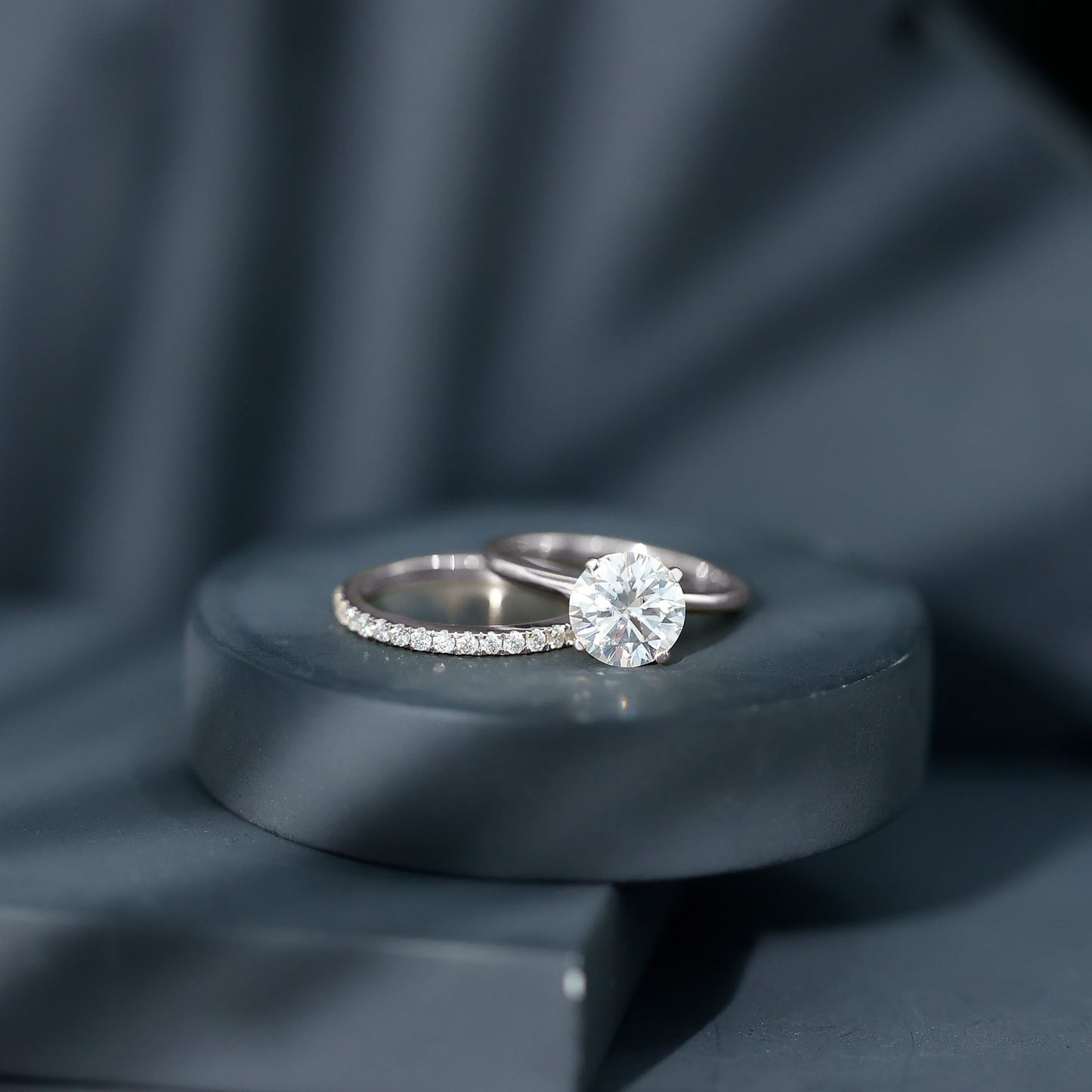 Certified 2 Carat Lab Grown Diamond Solitaire Wedding Ring Set