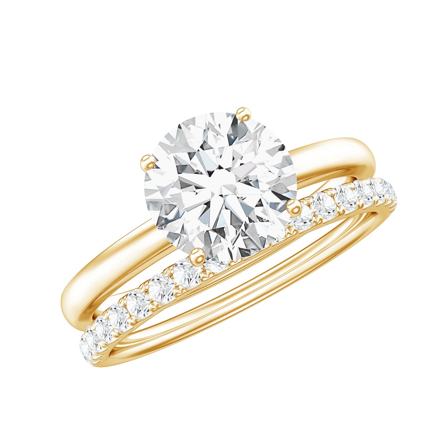 Certified 2 Carat Lab Grown Diamond Solitaire Wedding Ring Set