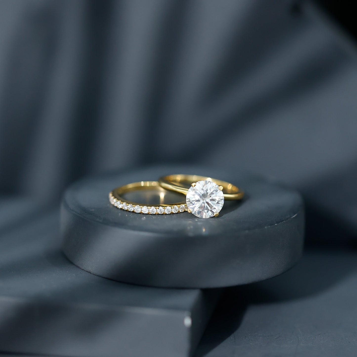 Certified 2 Carat Lab Grown Diamond Solitaire Wedding Ring Set