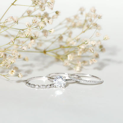 2 Carat Certified Round Cut Lab Created Diamond 3 Piece Bridal Ring Set
