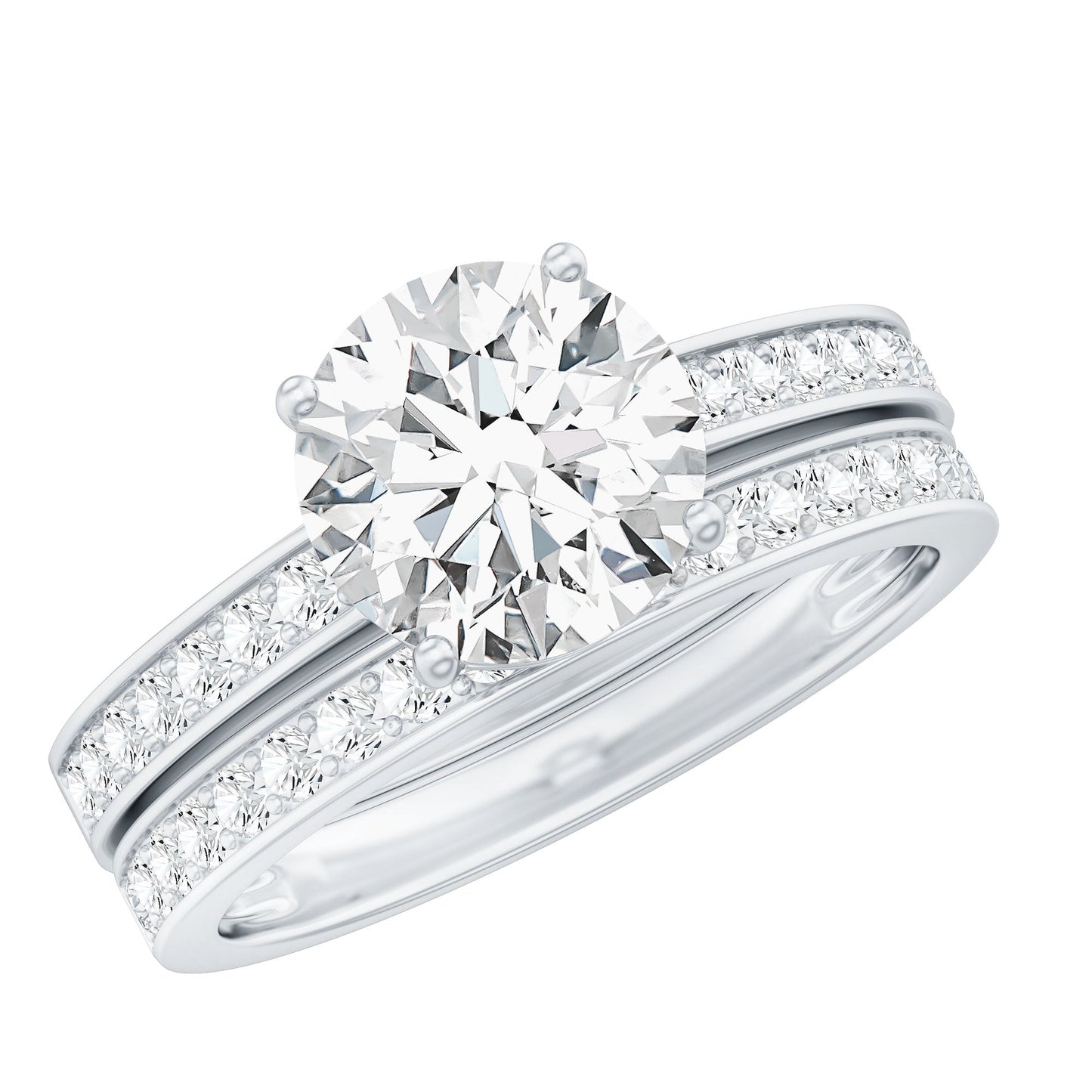 Certified 2 Carat Lab Grown Diamond Engagement Ring With Wedding Band