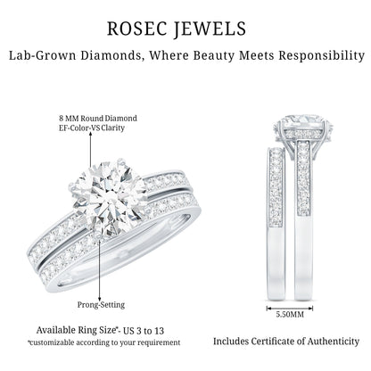 Certified 2 Carat Lab Grown Diamond Engagement Ring With Wedding Band