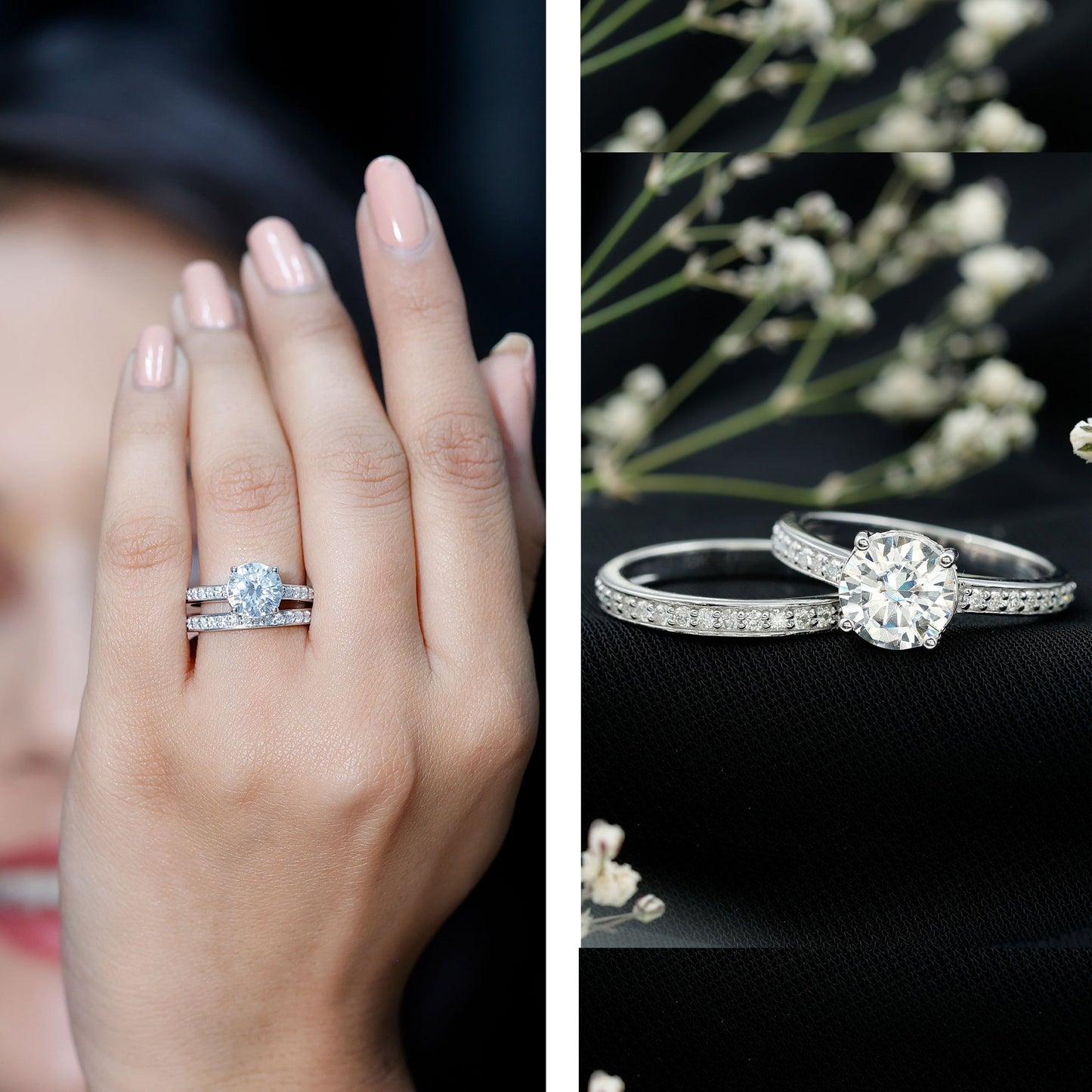 Certified 2 Carat Lab Grown Diamond Engagement Ring With Wedding Band