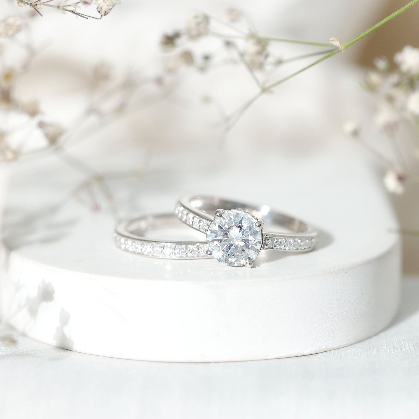 Certified 2 Carat Lab Grown Diamond Engagement Ring With Wedding Band
