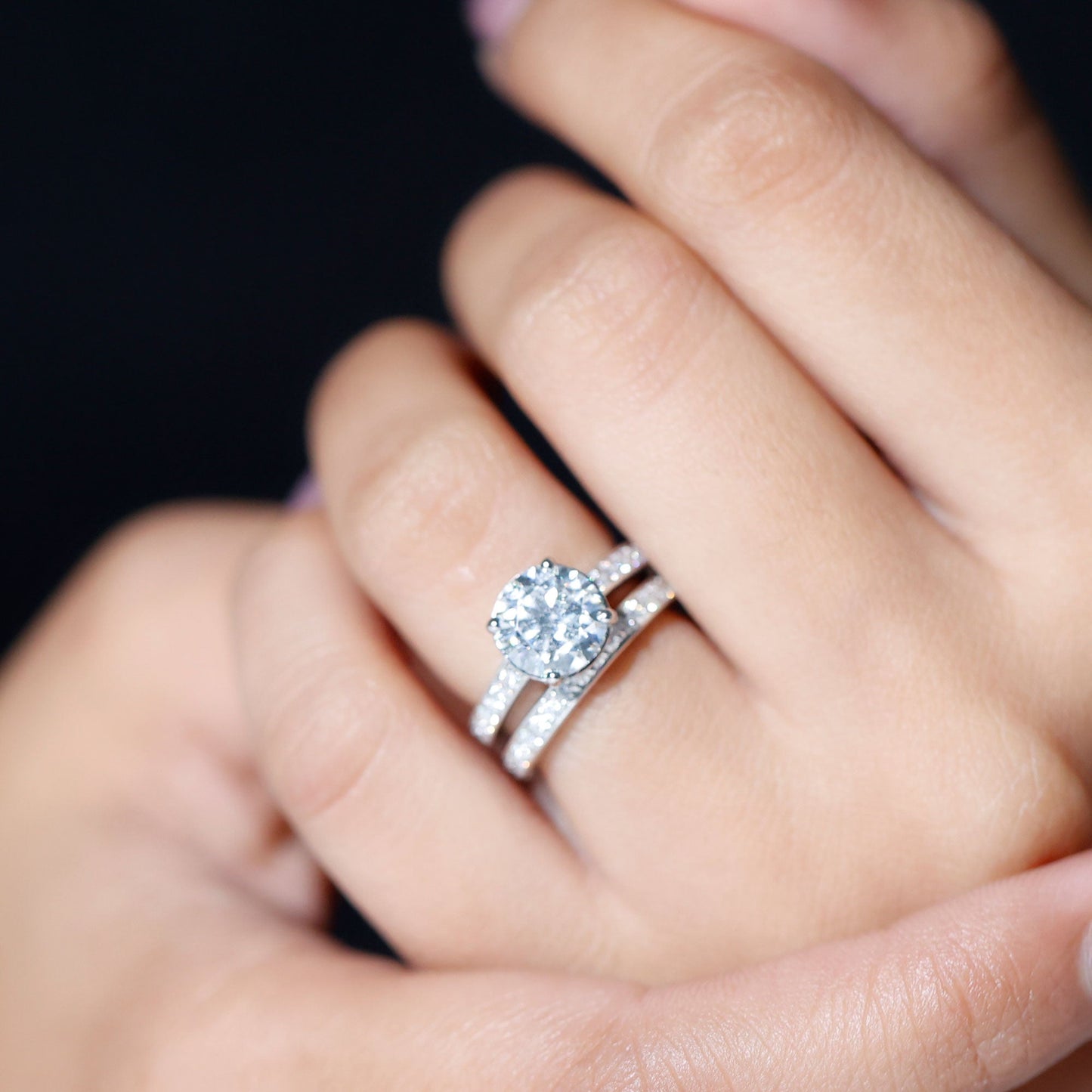 Certified 2 Carat Lab Grown Diamond Engagement Ring With Wedding Band