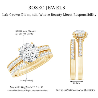 Certified 2 Carat Lab Grown Diamond Engagement Ring With Wedding Band