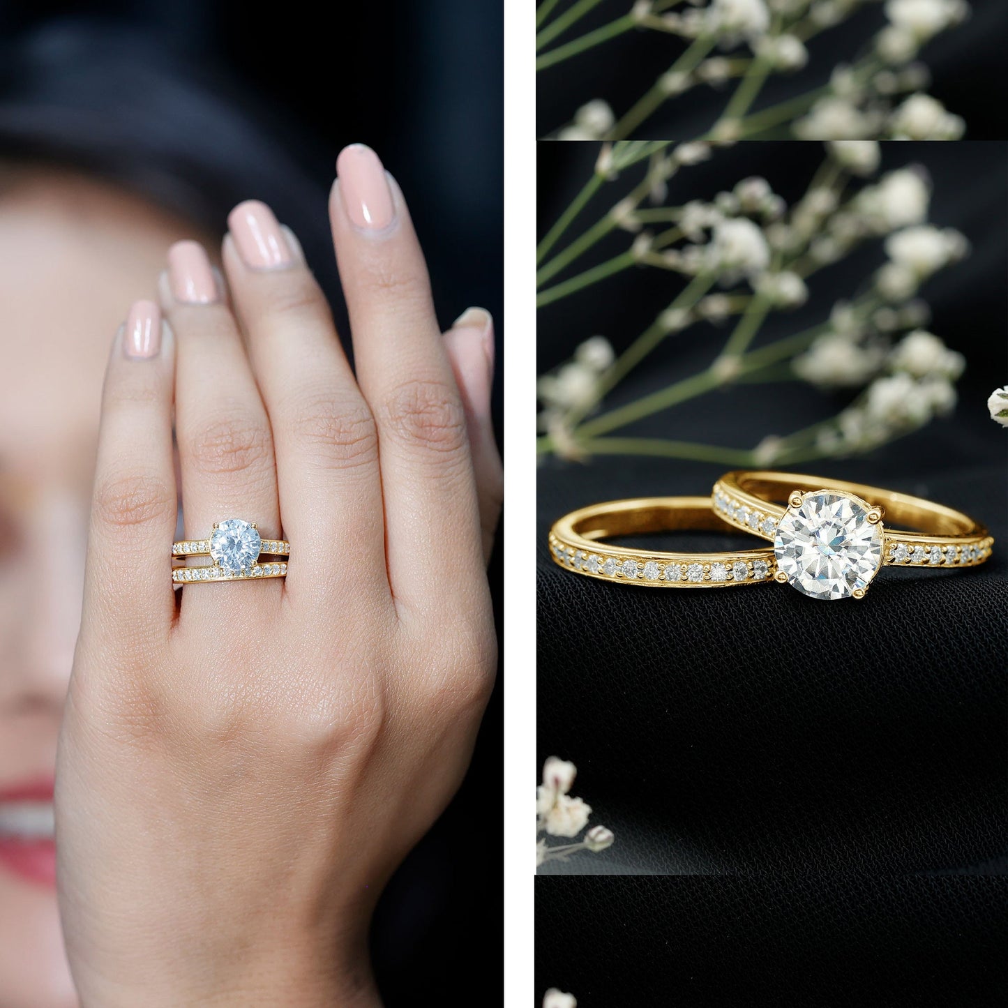 Certified 2 Carat Lab Grown Diamond Engagement Ring With Wedding Band