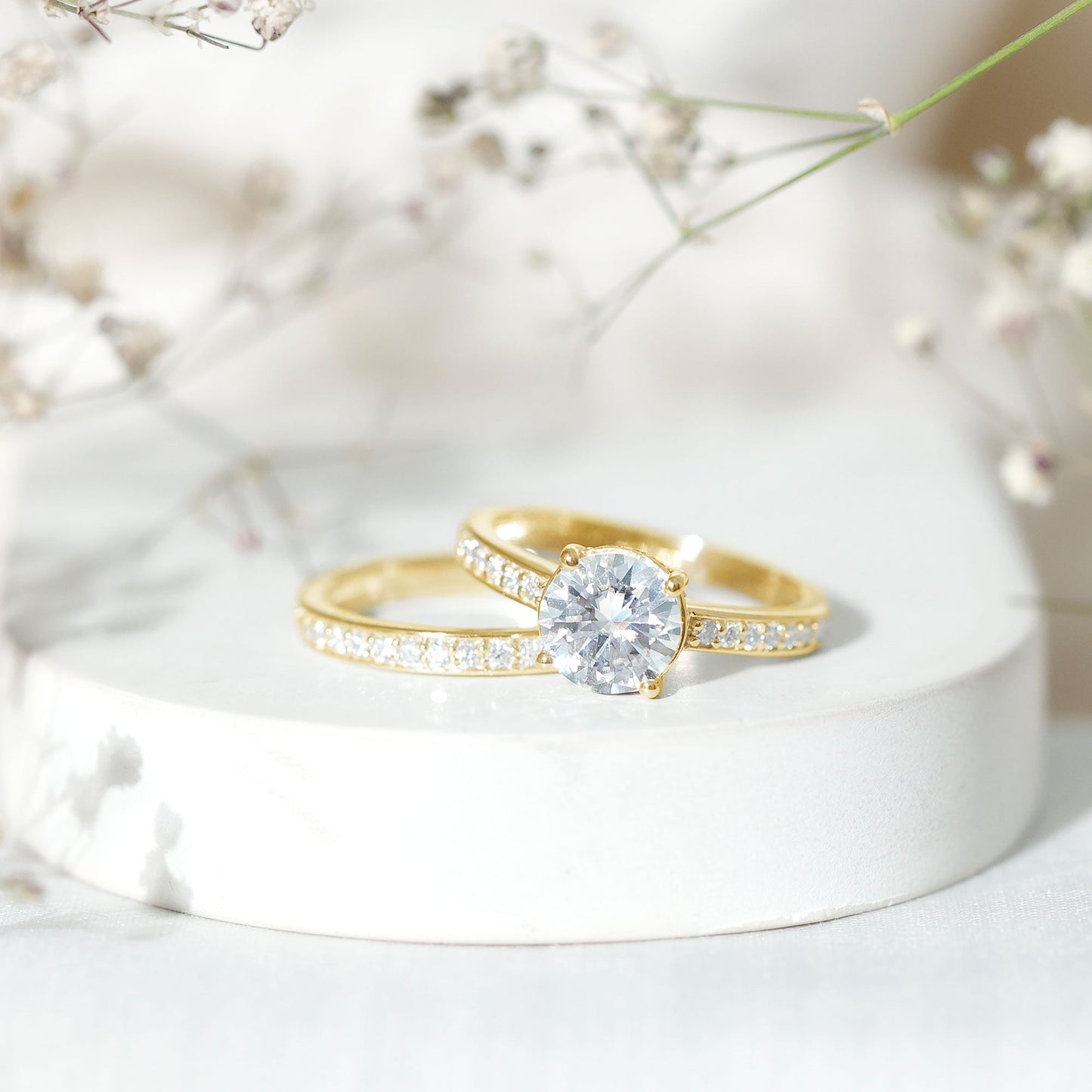 Certified 2 Carat Lab Grown Diamond Engagement Ring With Wedding Band