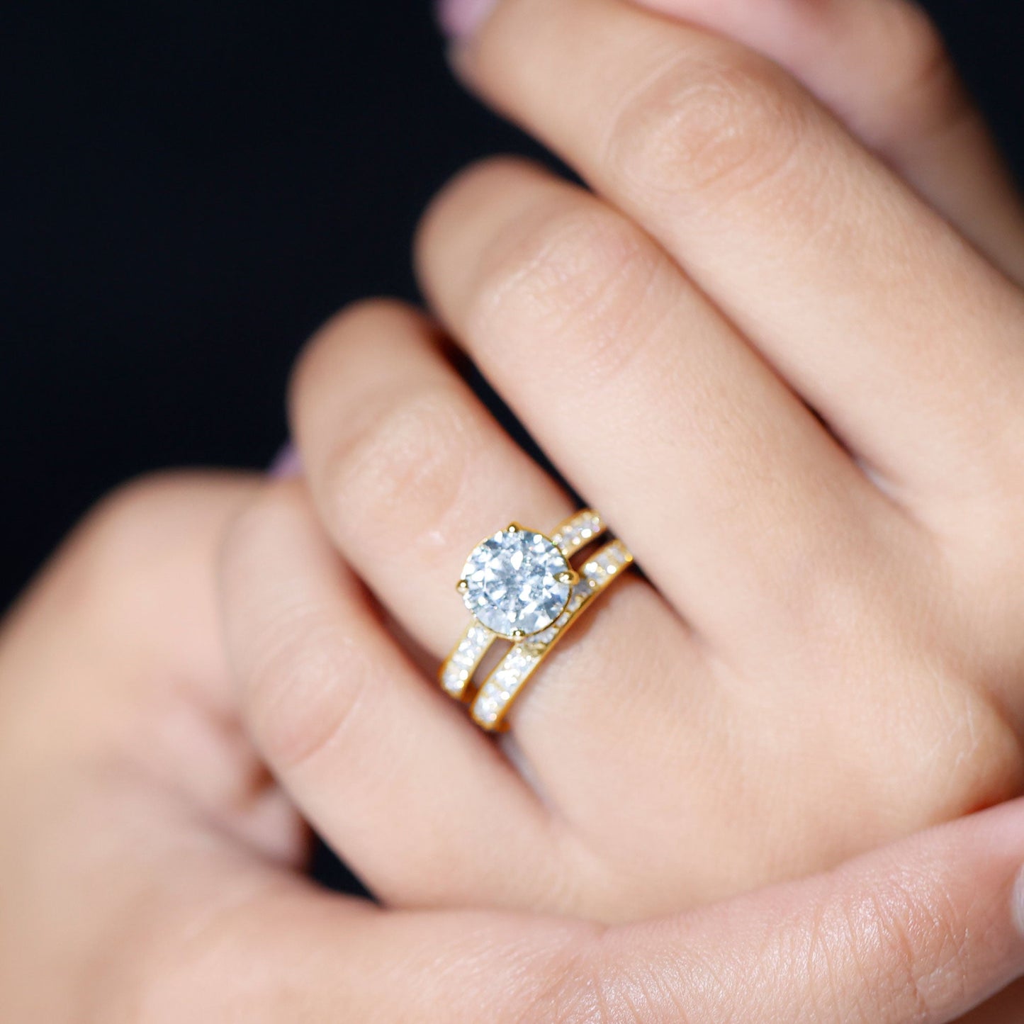 Certified 2 Carat Lab Grown Diamond Engagement Ring With Wedding Band
