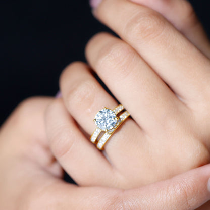 Certified 2 Carat Lab Grown Diamond Engagement Ring With Wedding Band