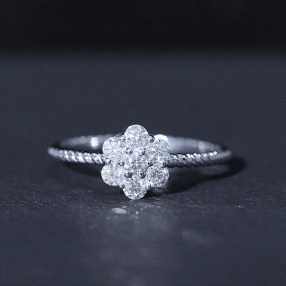 Lab Created Diamond Flower Engagement Ring for Her