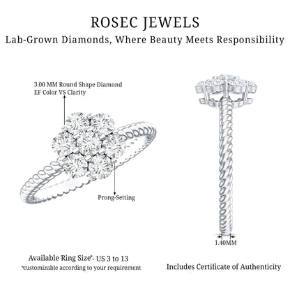 Lab Created Diamond Flower Engagement Ring for Her