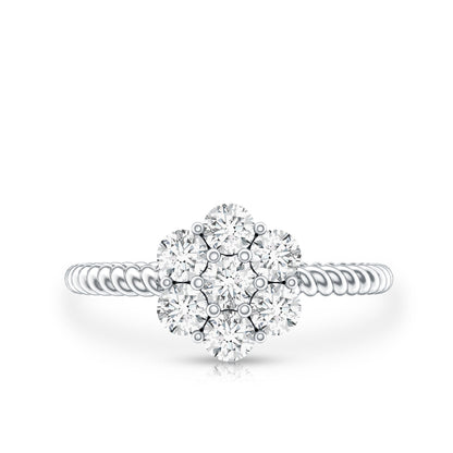 Lab Created Diamond Flower Engagement Ring for Her