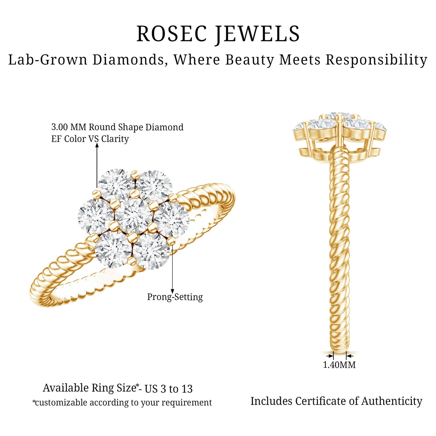 Lab Created Diamond Flower Engagement Ring for Her