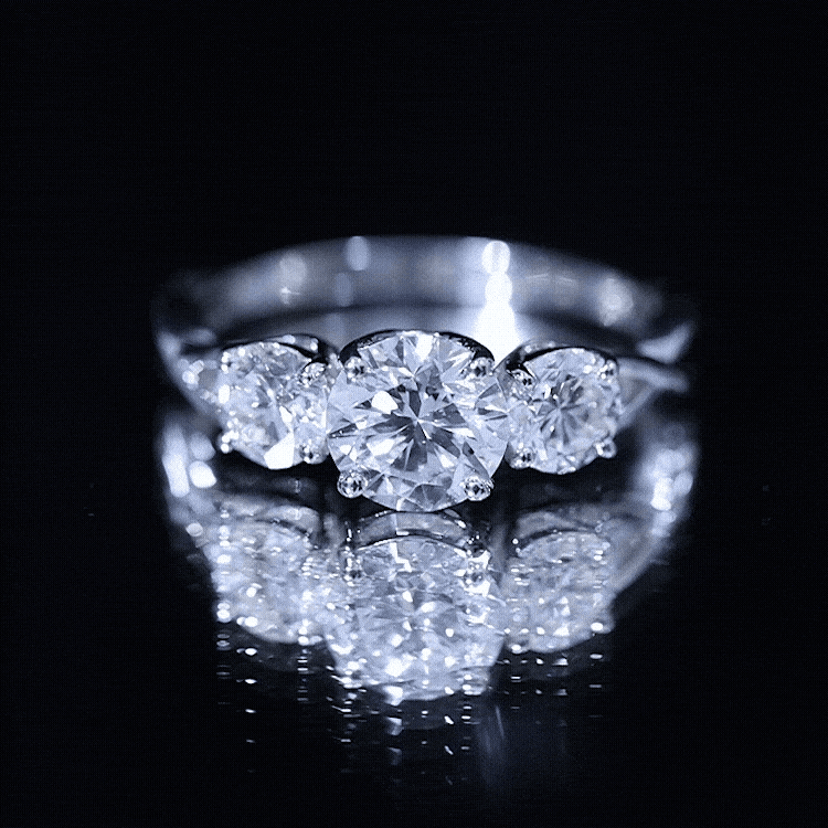 Lab Grown Diamond Three Stone Engagement Ring with Crossover Shank