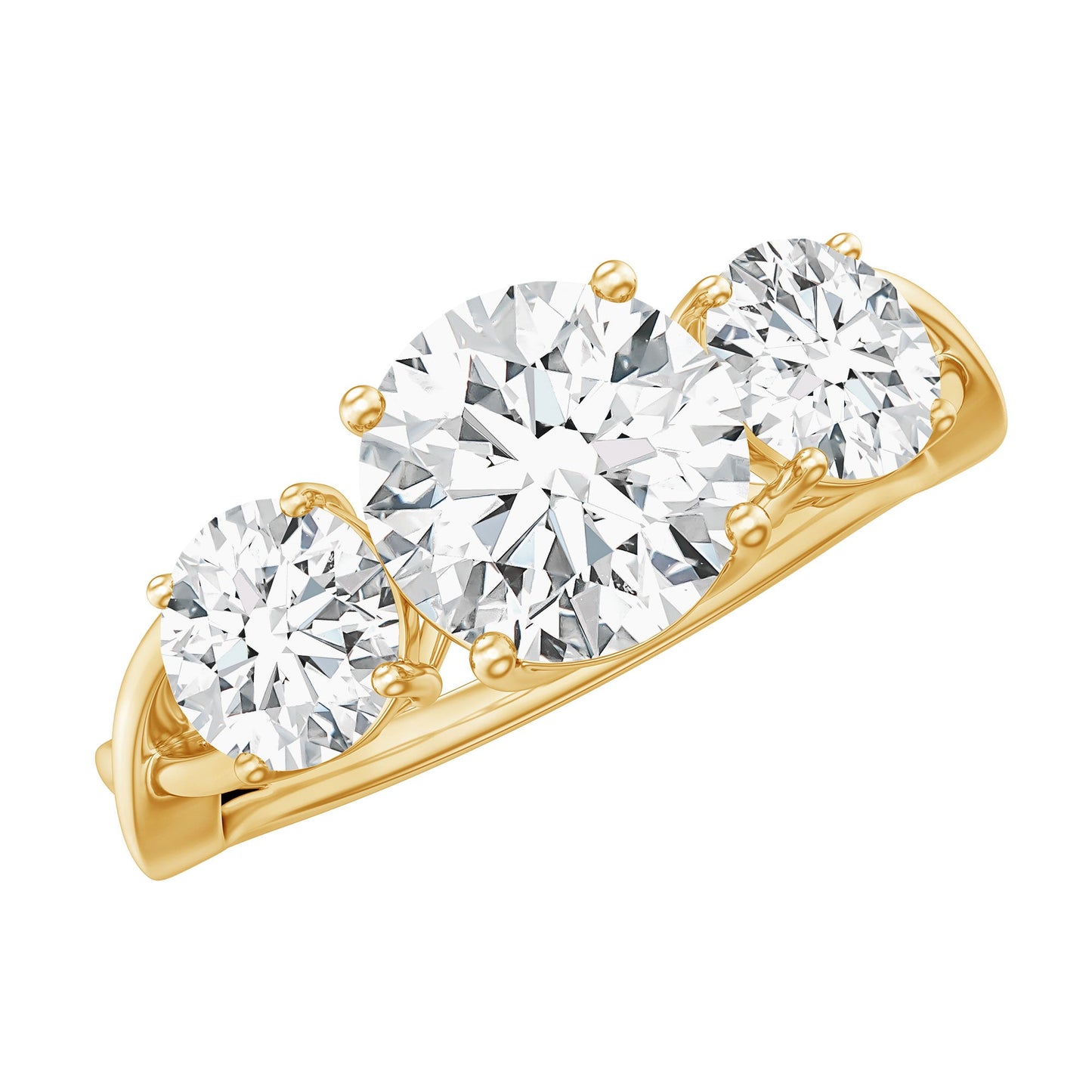 Lab Grown Diamond Three Stone Engagement Ring with Crossover Shank