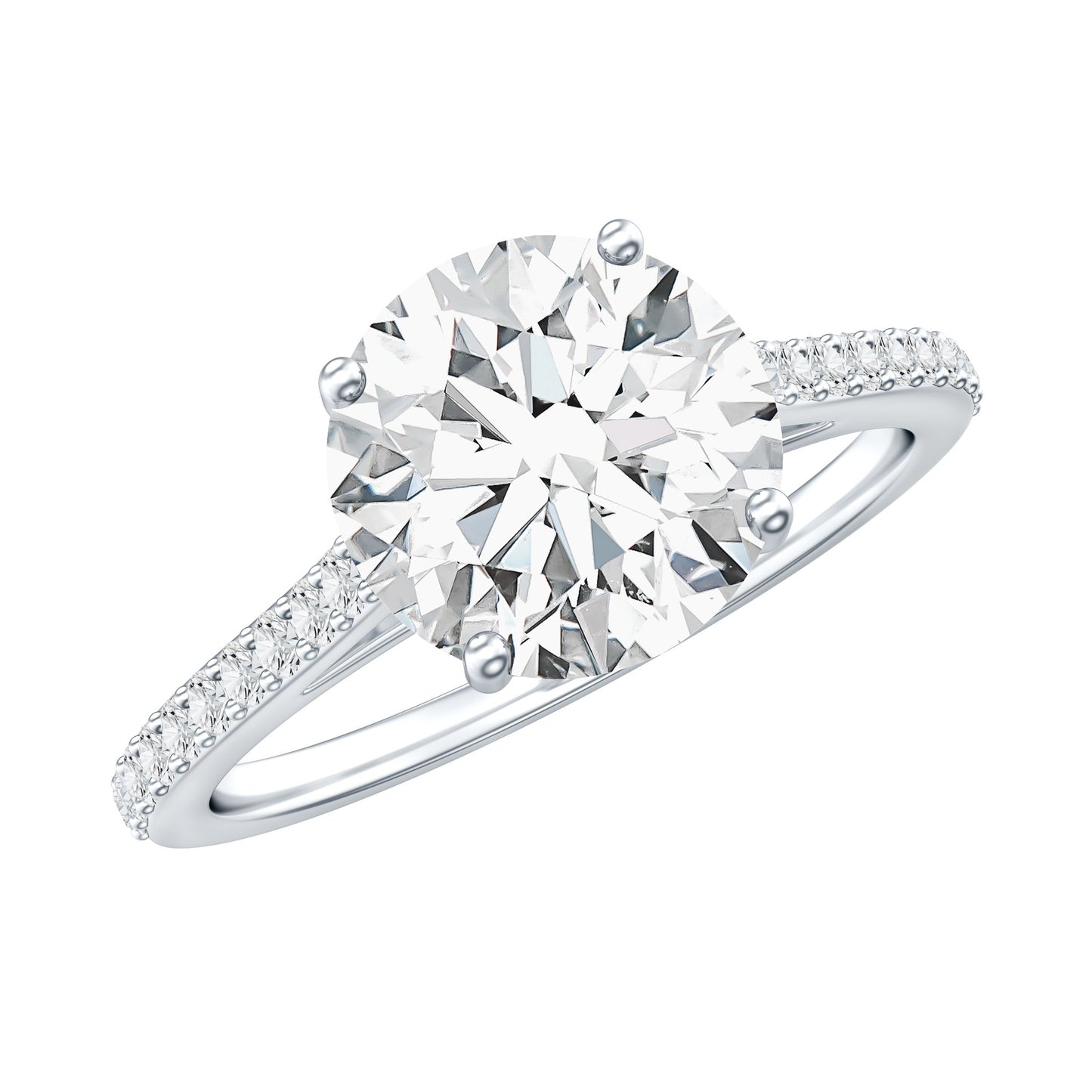 Solitaire Lab Grown Diamond Ring with Side Stones for Women