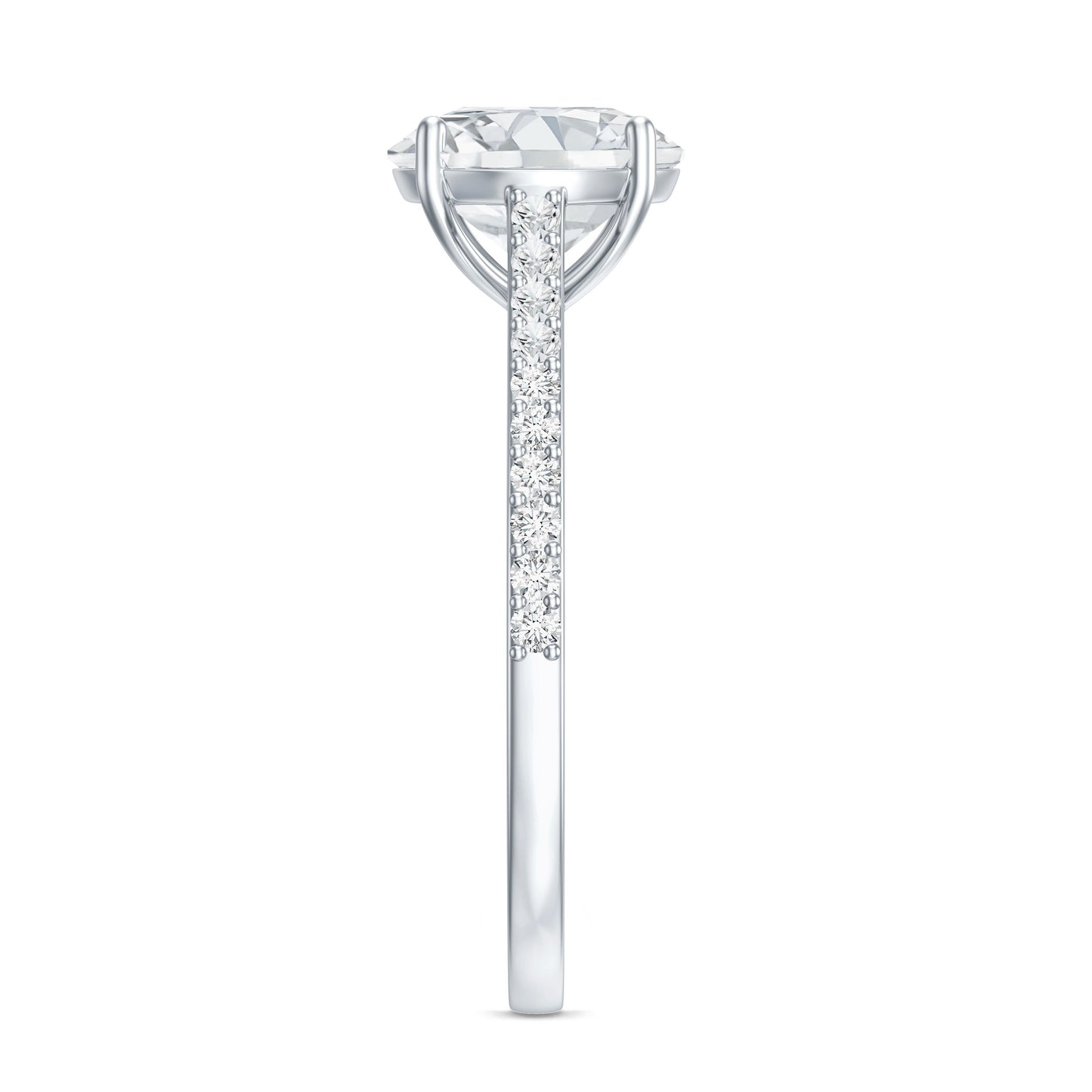 Solitaire Lab Grown Diamond Ring with Side Stones for Women