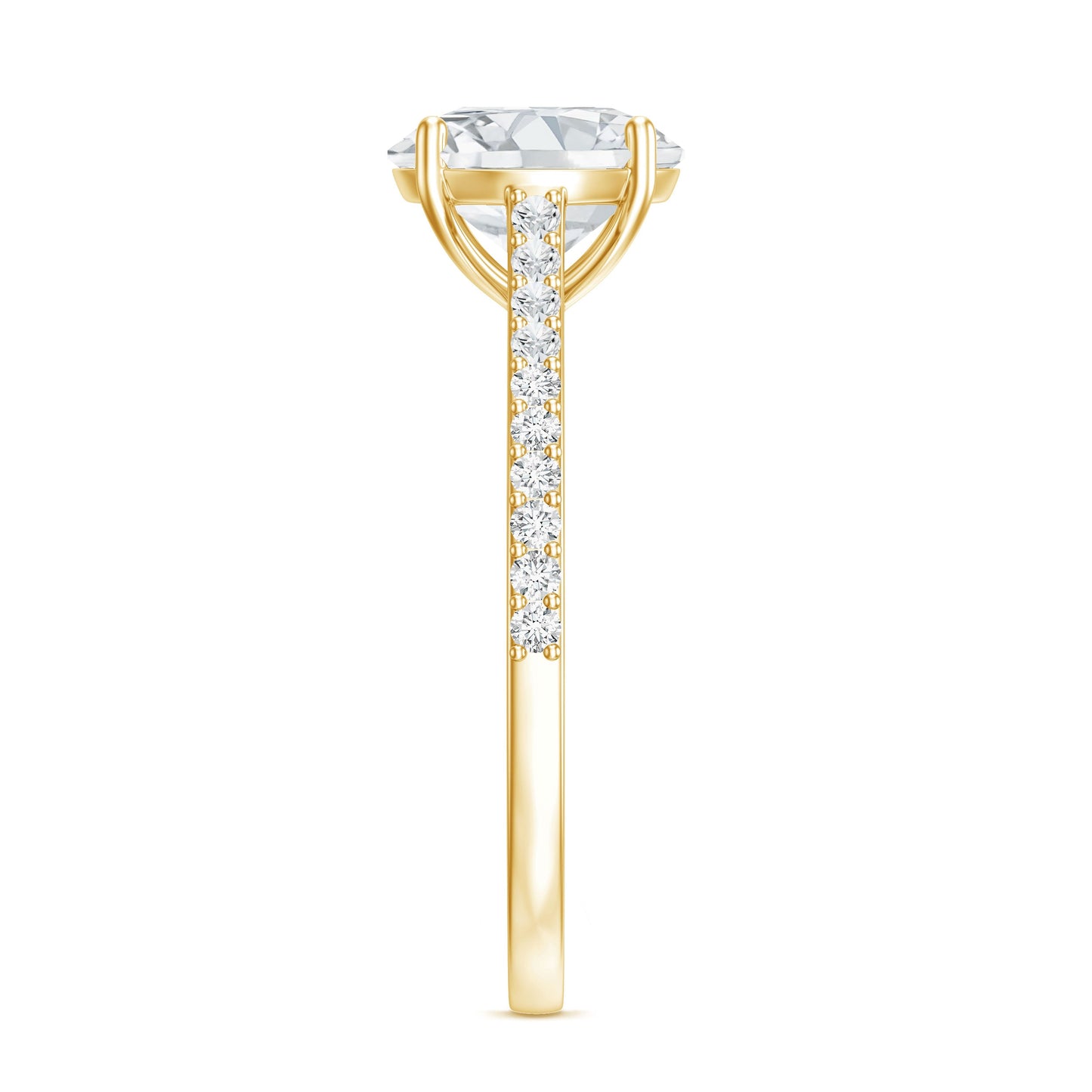 Solitaire Lab Grown Diamond Ring with Side Stones for Women