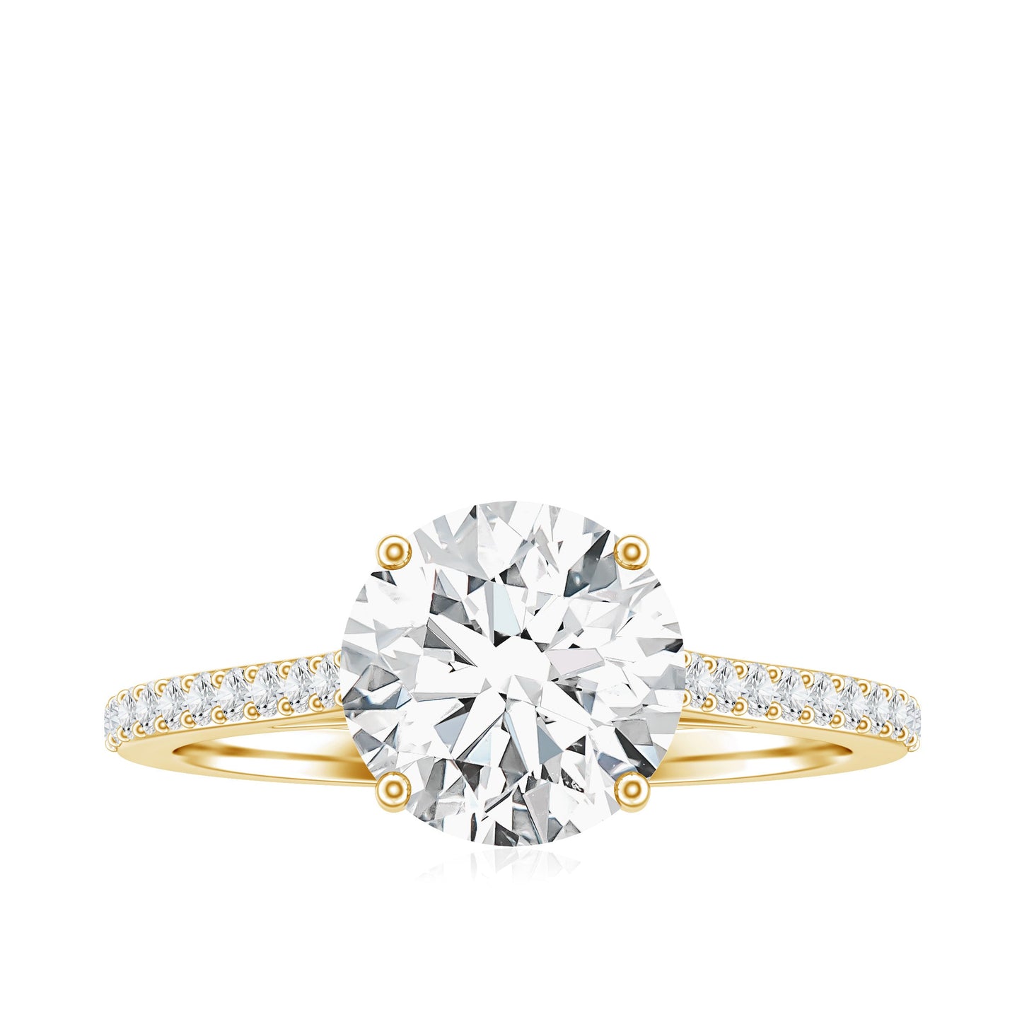 Solitaire Lab Grown Diamond Ring with Side Stones for Women
