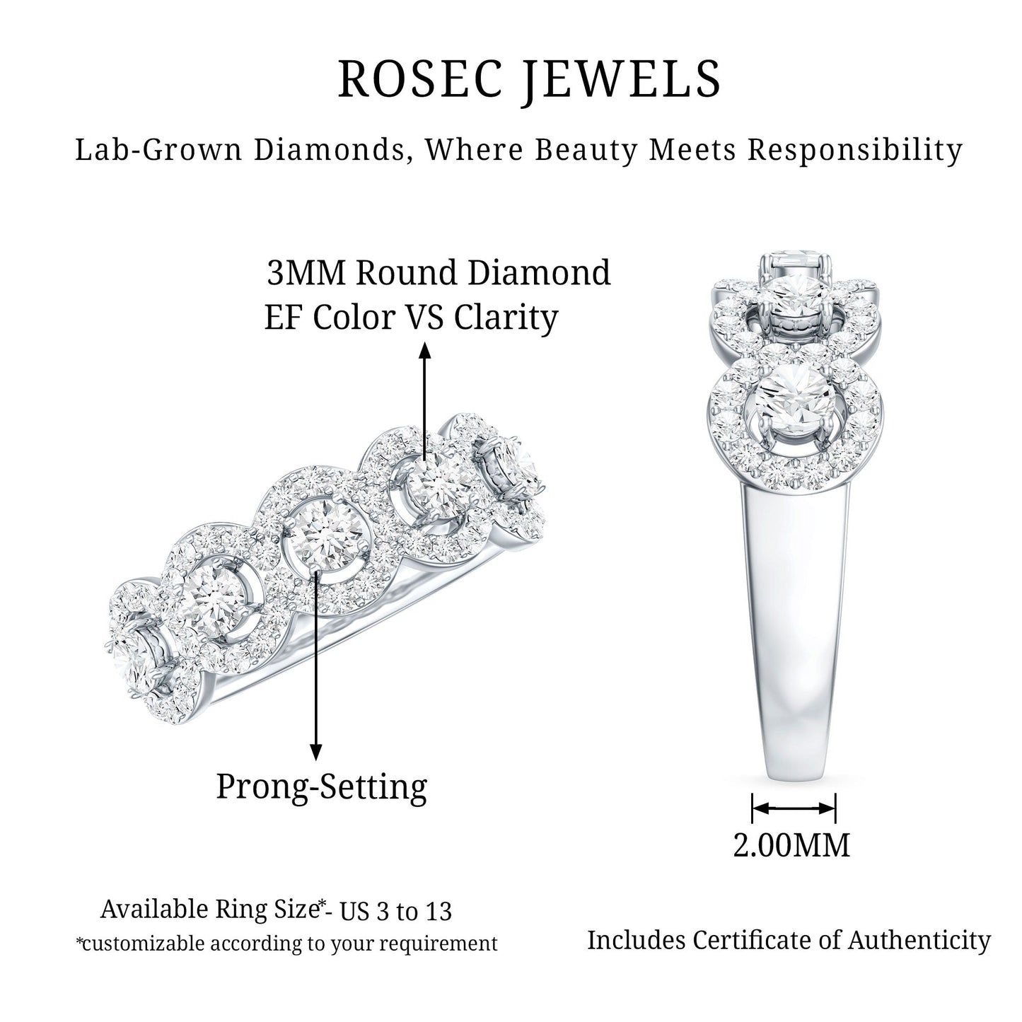 Certified Lab Created Diamond Wedding Band Ring