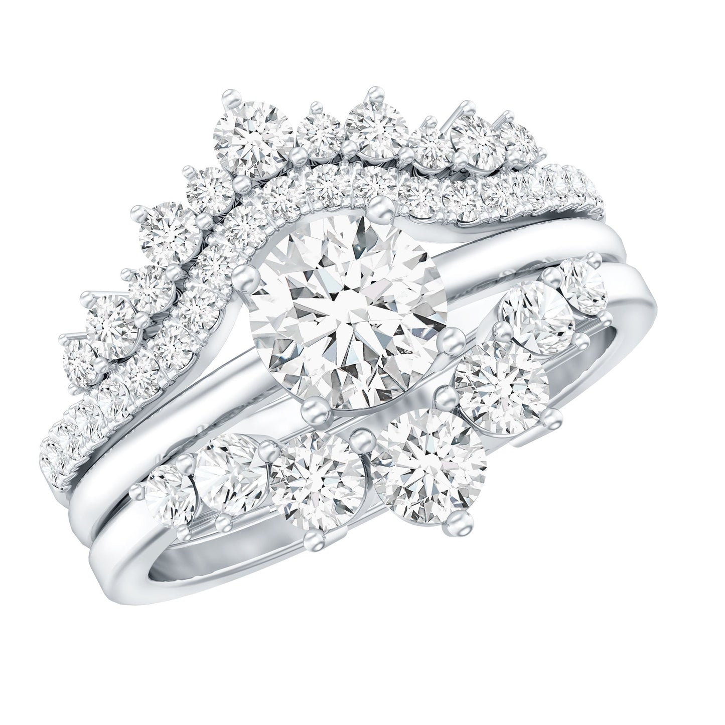 0.25 Carat Lab Grown Diamond Vintage Bridal Ring Set with 3 Piece