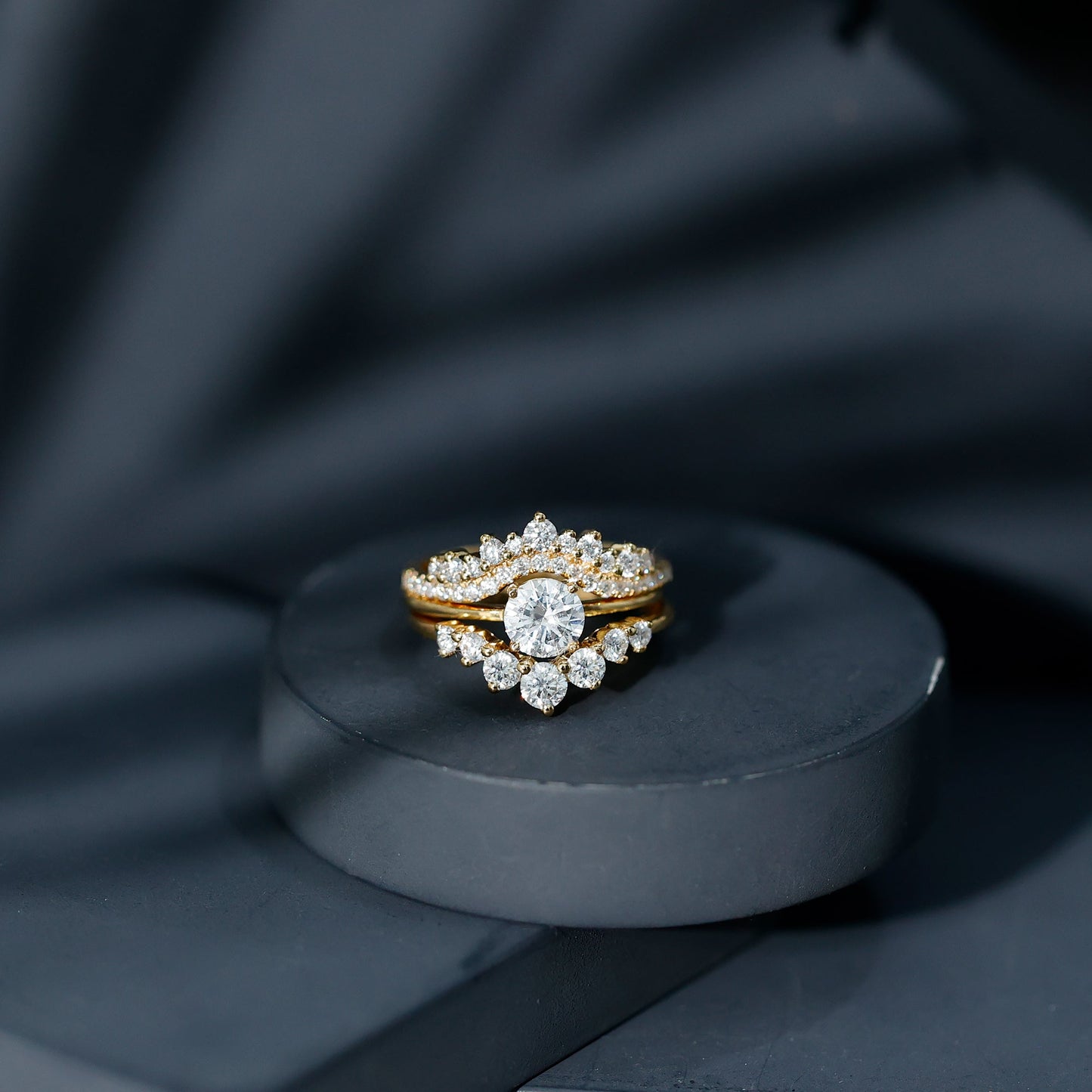 0.25 Carat Lab Grown Diamond Vintage Bridal Ring Set with 3 Piece
