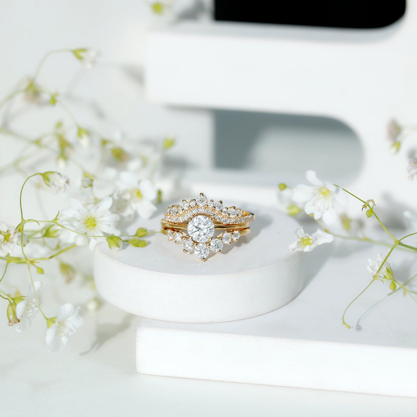 0.25 Carat Lab Grown Diamond Vintage Bridal Ring Set with 3 Piece