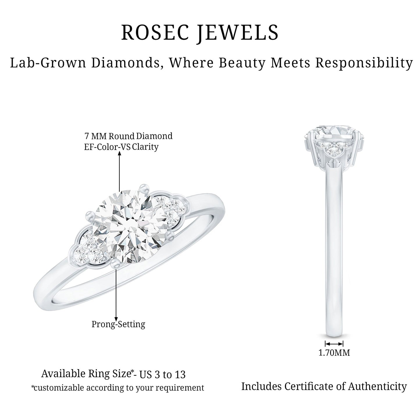 Classic Lab Diamond Circle Engagement Ring With Certificate