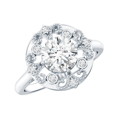 Certified Lab Grown Diamond Beaded Engagement Ring for Women