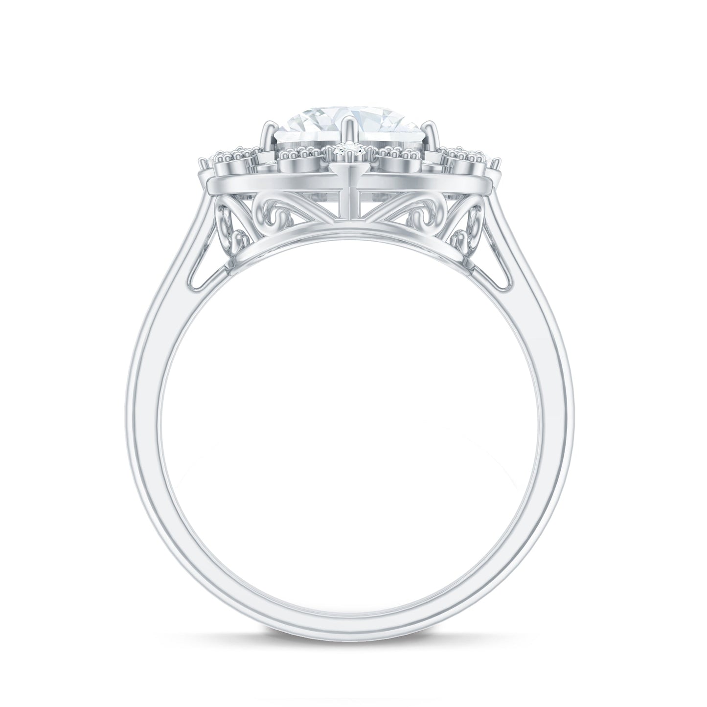 Certified Lab Grown Diamond Beaded Engagement Ring for Women