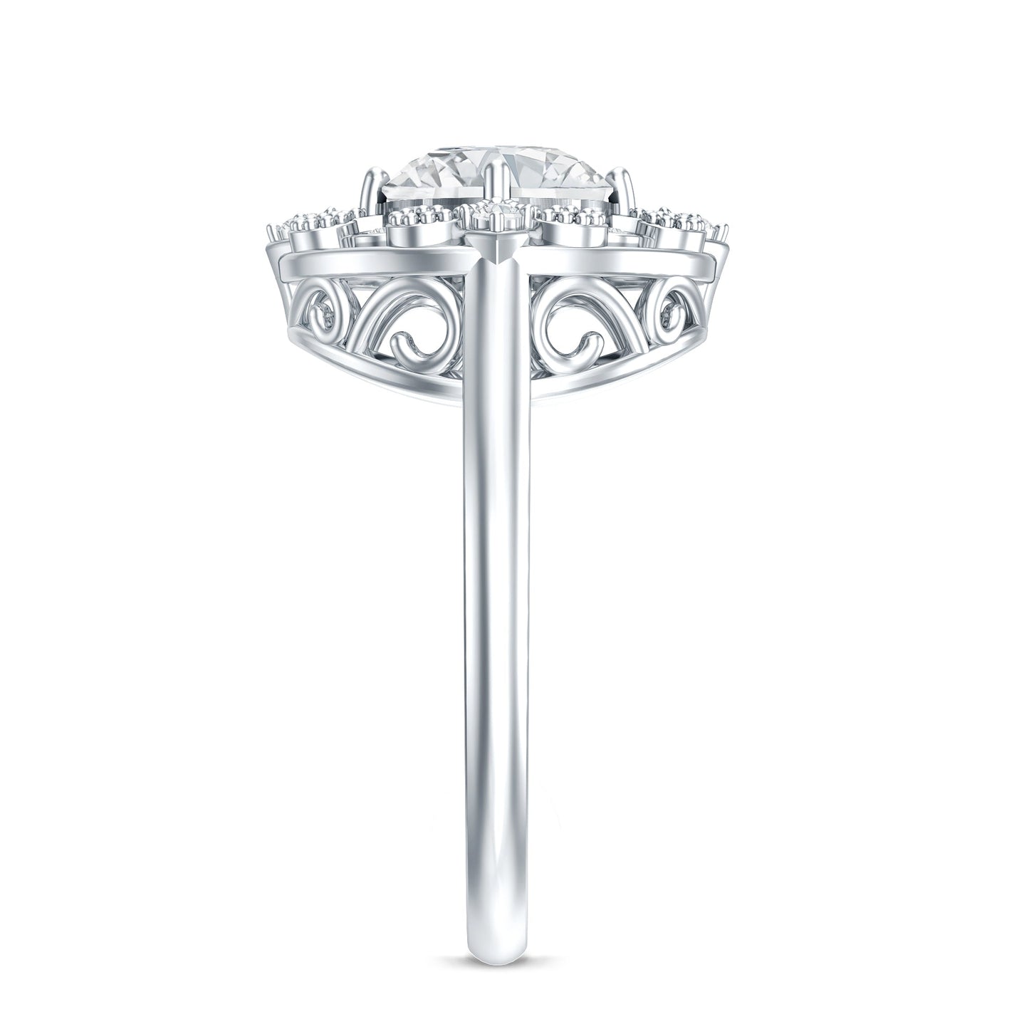 Certified Lab Grown Diamond Beaded Engagement Ring for Women