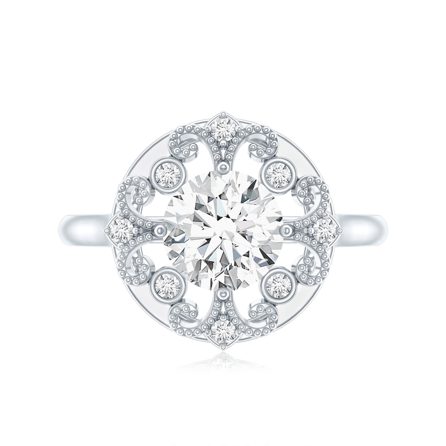 Certified Lab Grown Diamond Beaded Engagement Ring for Women
