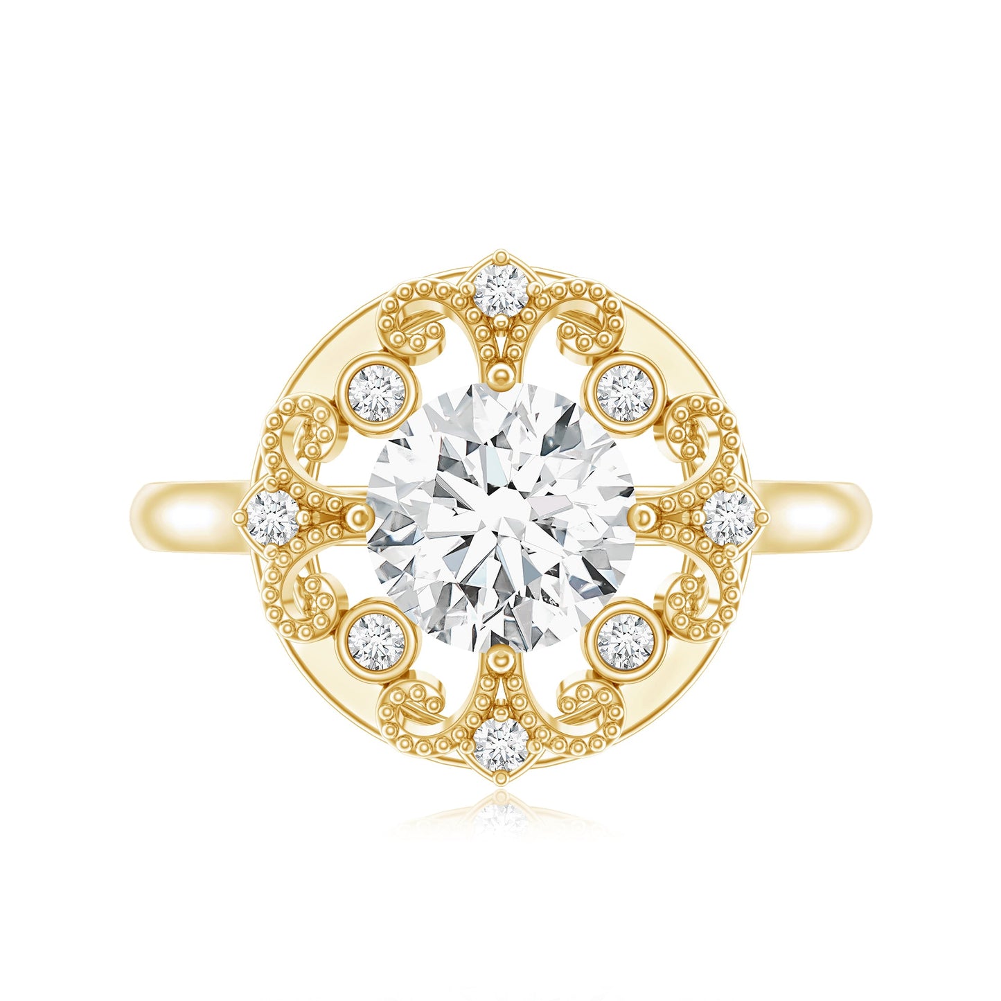 Certified Lab Grown Diamond Beaded Engagement Ring for Women