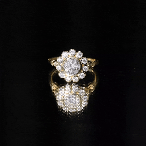 Lab Created Diamond Flower Engagement Ring for Women