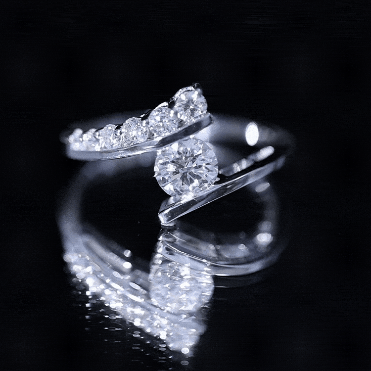 Certified Lab Grown Diamond Bypass Engagement Ring for Women