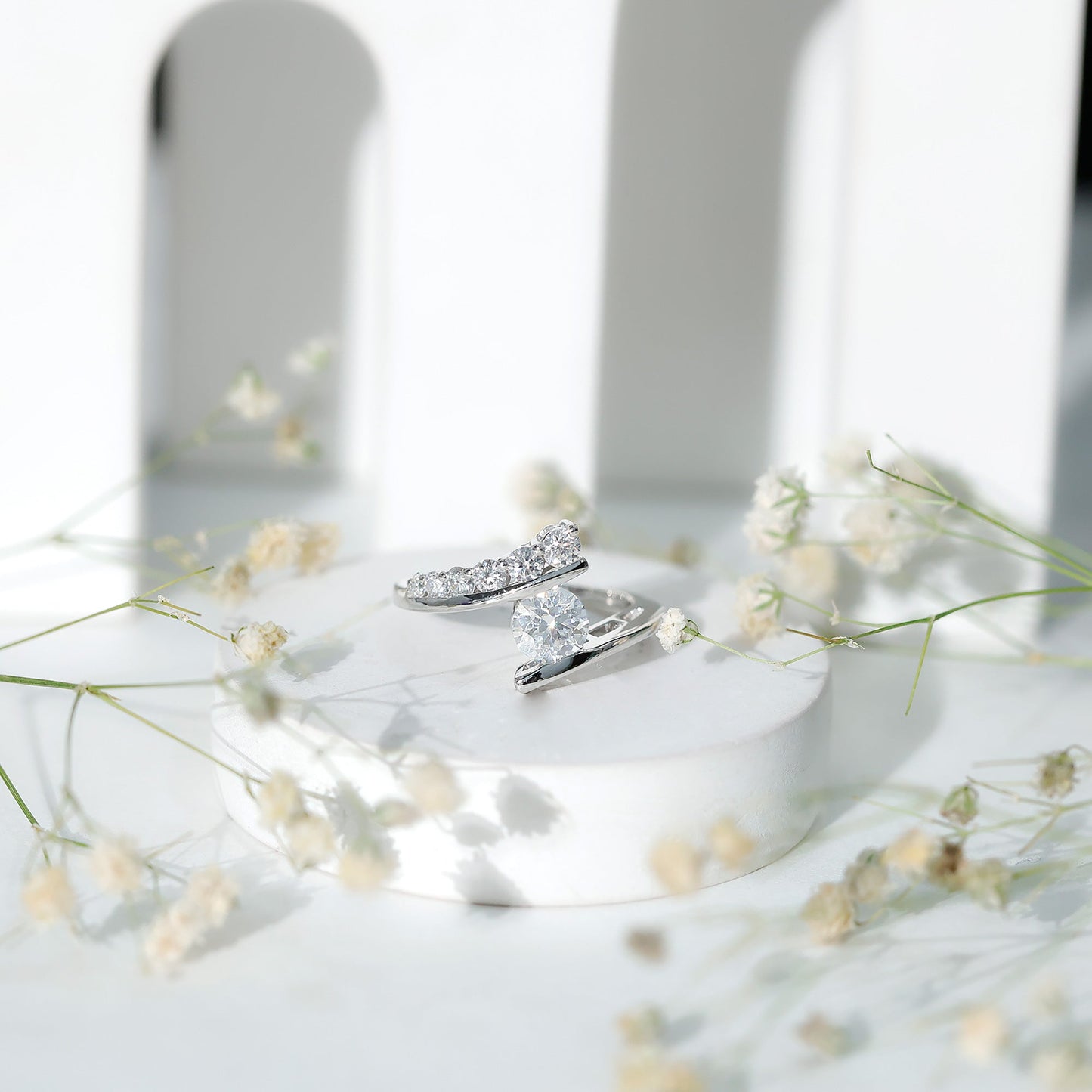 Certified Lab Grown Diamond Bypass Engagement Ring for Women