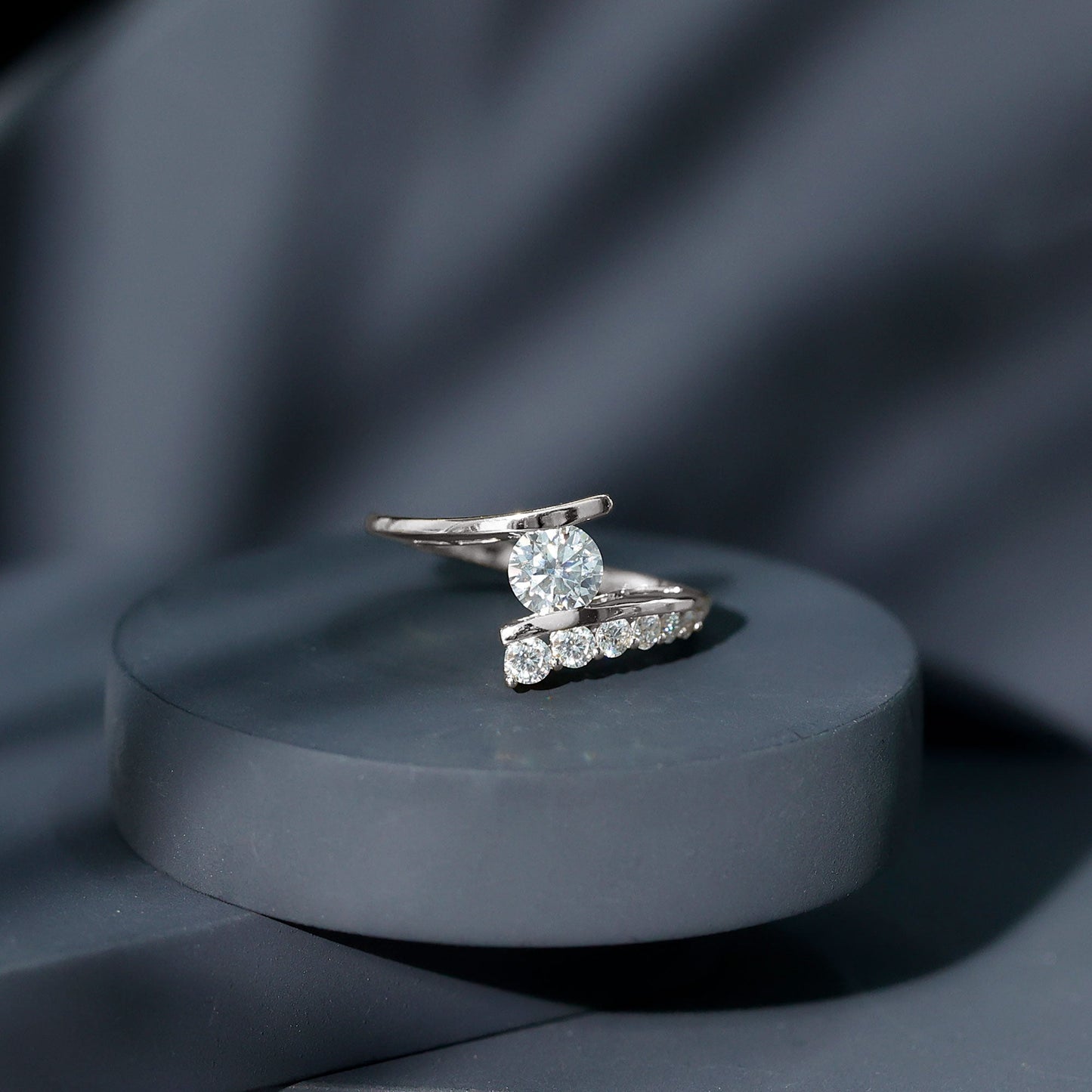 Certified Lab Grown Diamond Bypass Engagement Ring for Women
