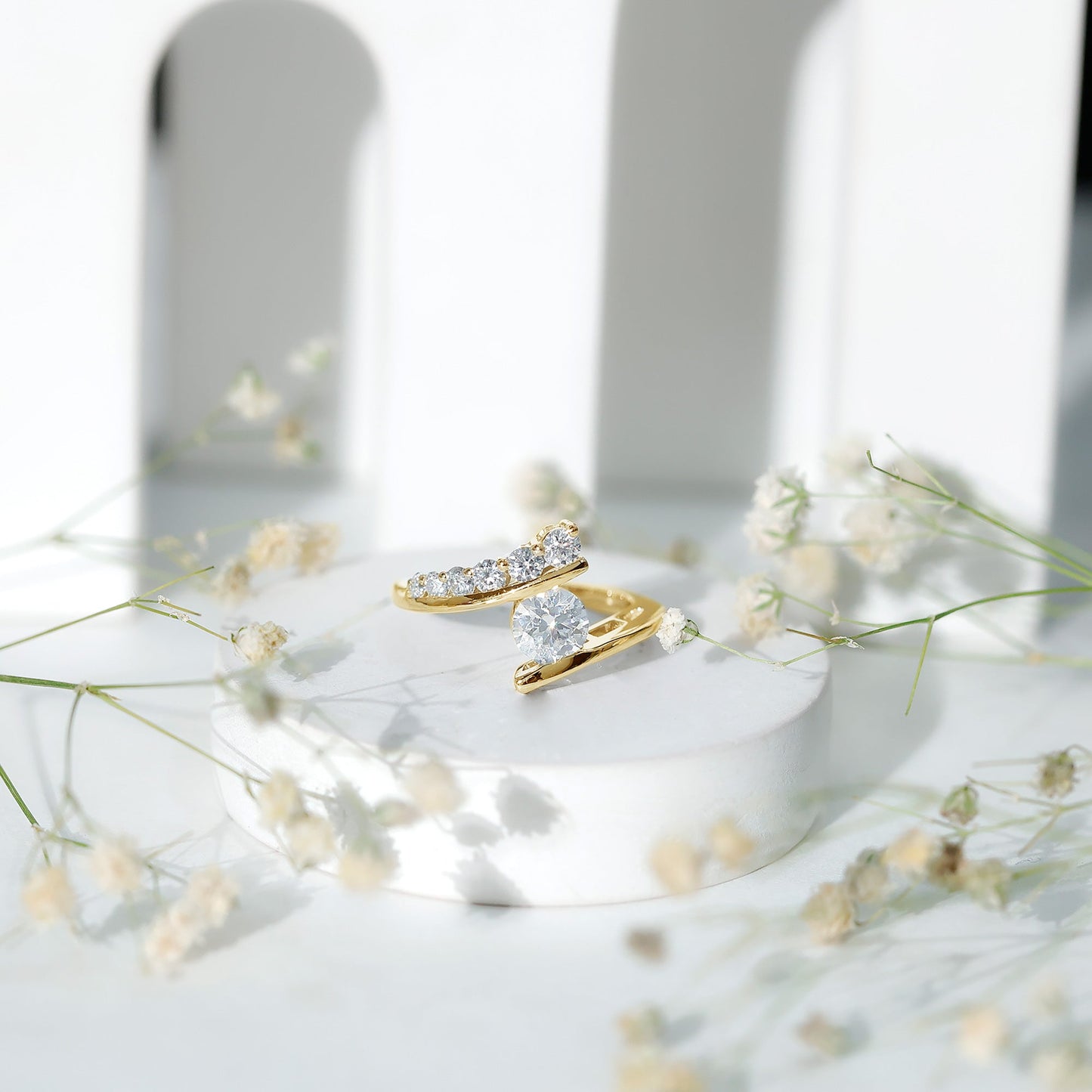 Certified Lab Grown Diamond Bypass Engagement Ring for Women