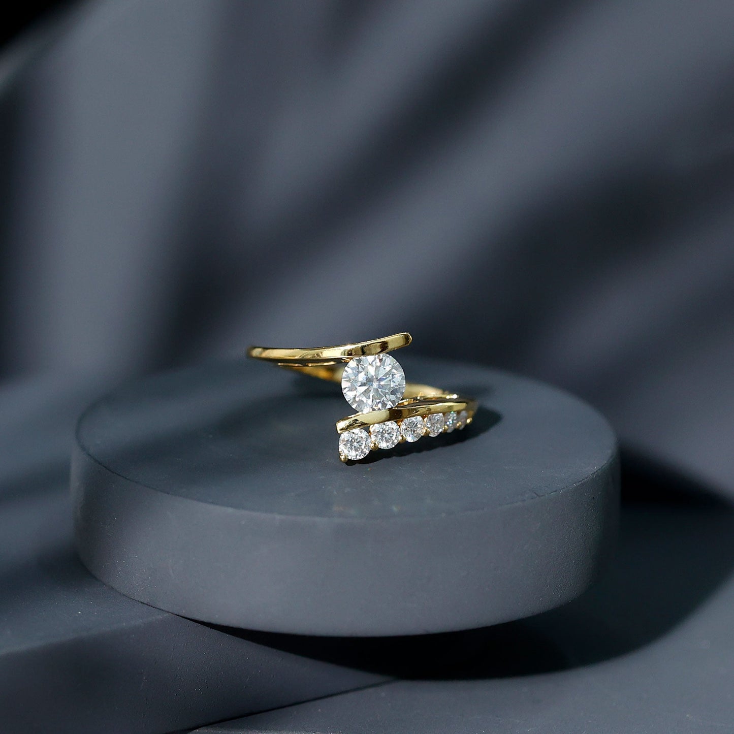 Certified Lab Grown Diamond Bypass Engagement Ring for Women