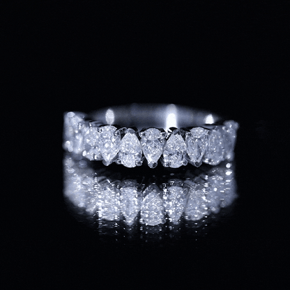 Pear Cut Lab Created Diamond Half Eternity Wedding Band