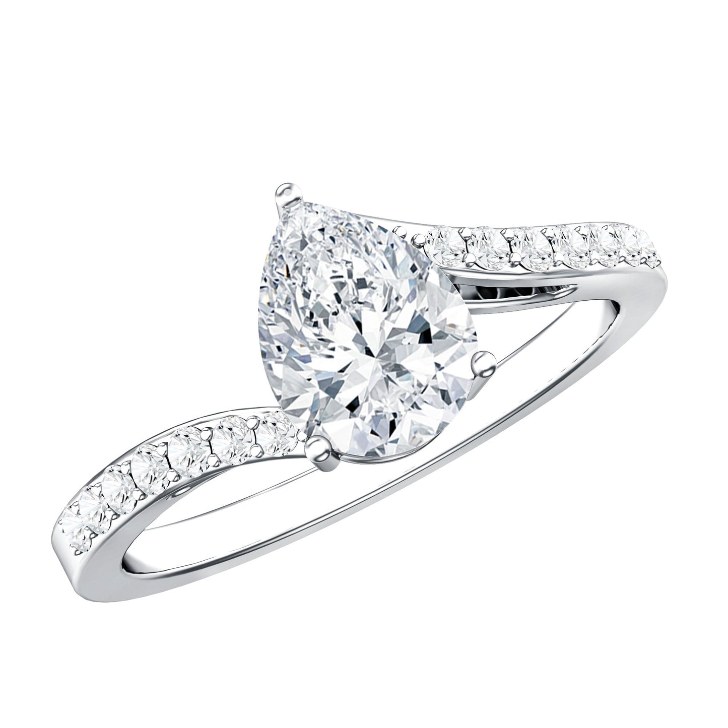 Certified 1.3 Carat Pear Cut Lab Created Diamond Teardrop Engagement Ring