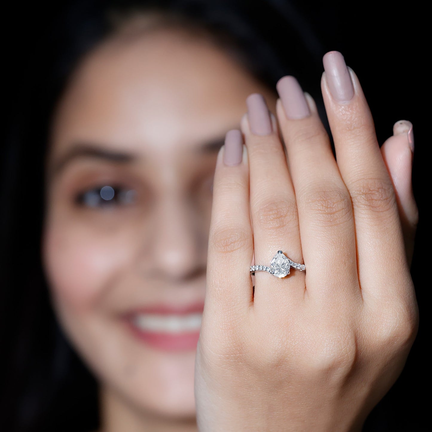 Certified 1.3 Carat Pear Cut Lab Created Diamond Teardrop Engagement Ring