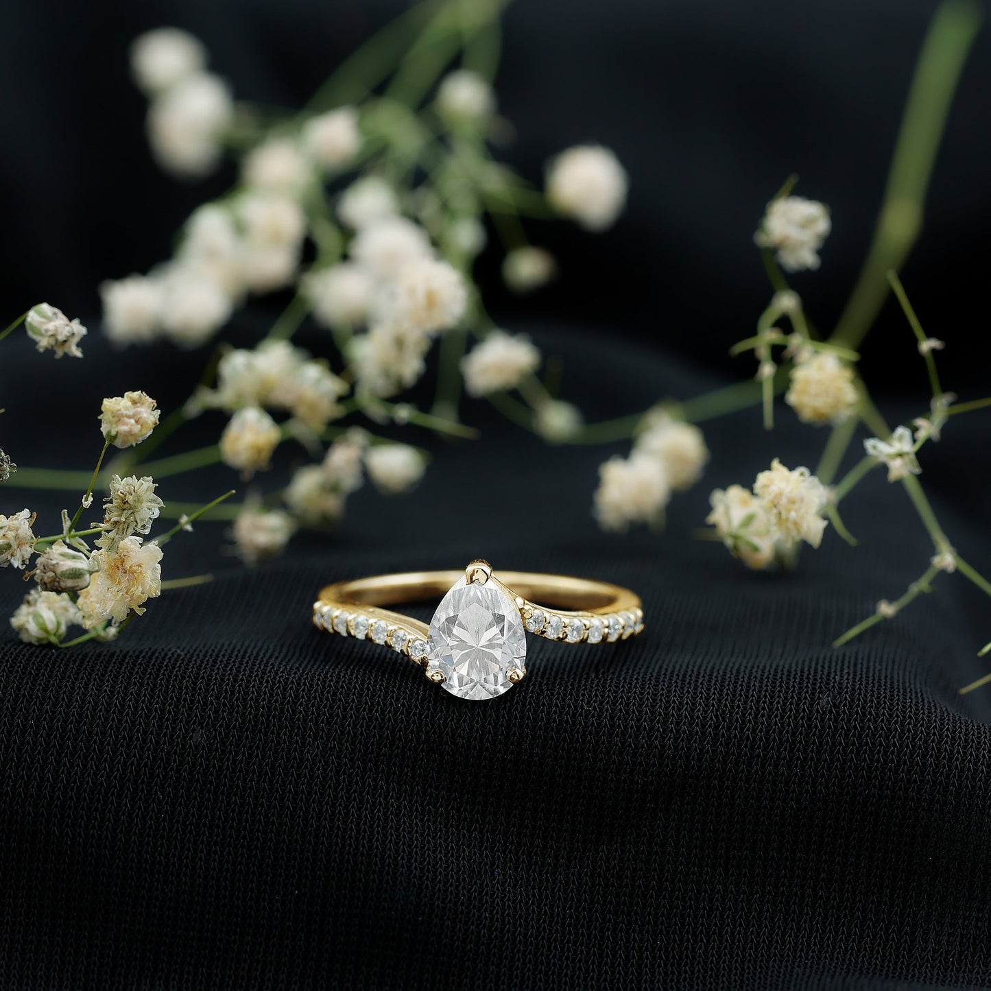 Certified 1.3 Carat Pear Cut Lab Created Diamond Teardrop Engagement Ring