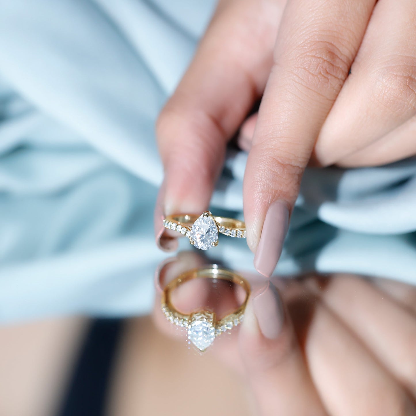 Certified 1.3 Carat Pear Cut Lab Created Diamond Teardrop Engagement Ring