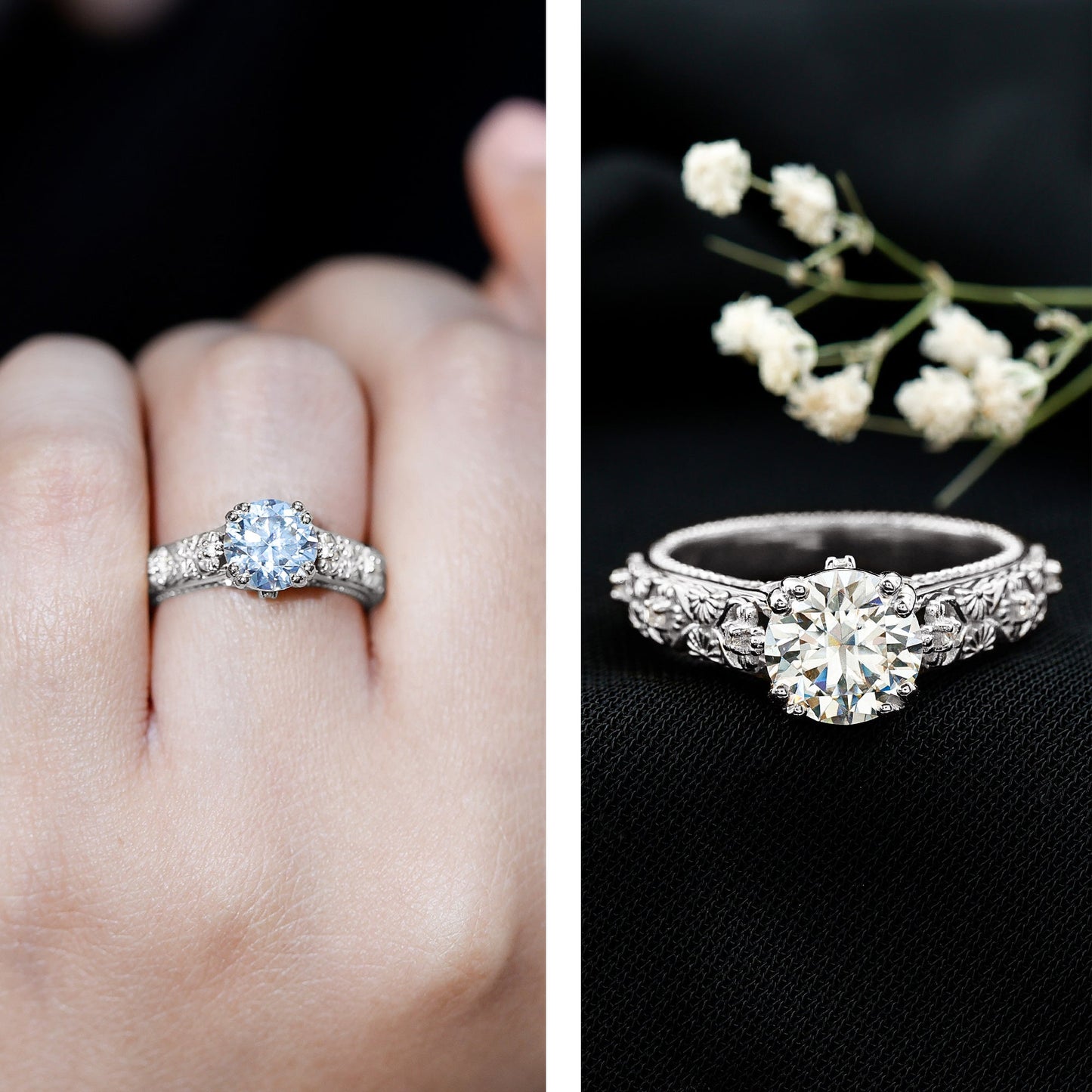 Lab Grown Diamond Antique Looking Engagement Ring