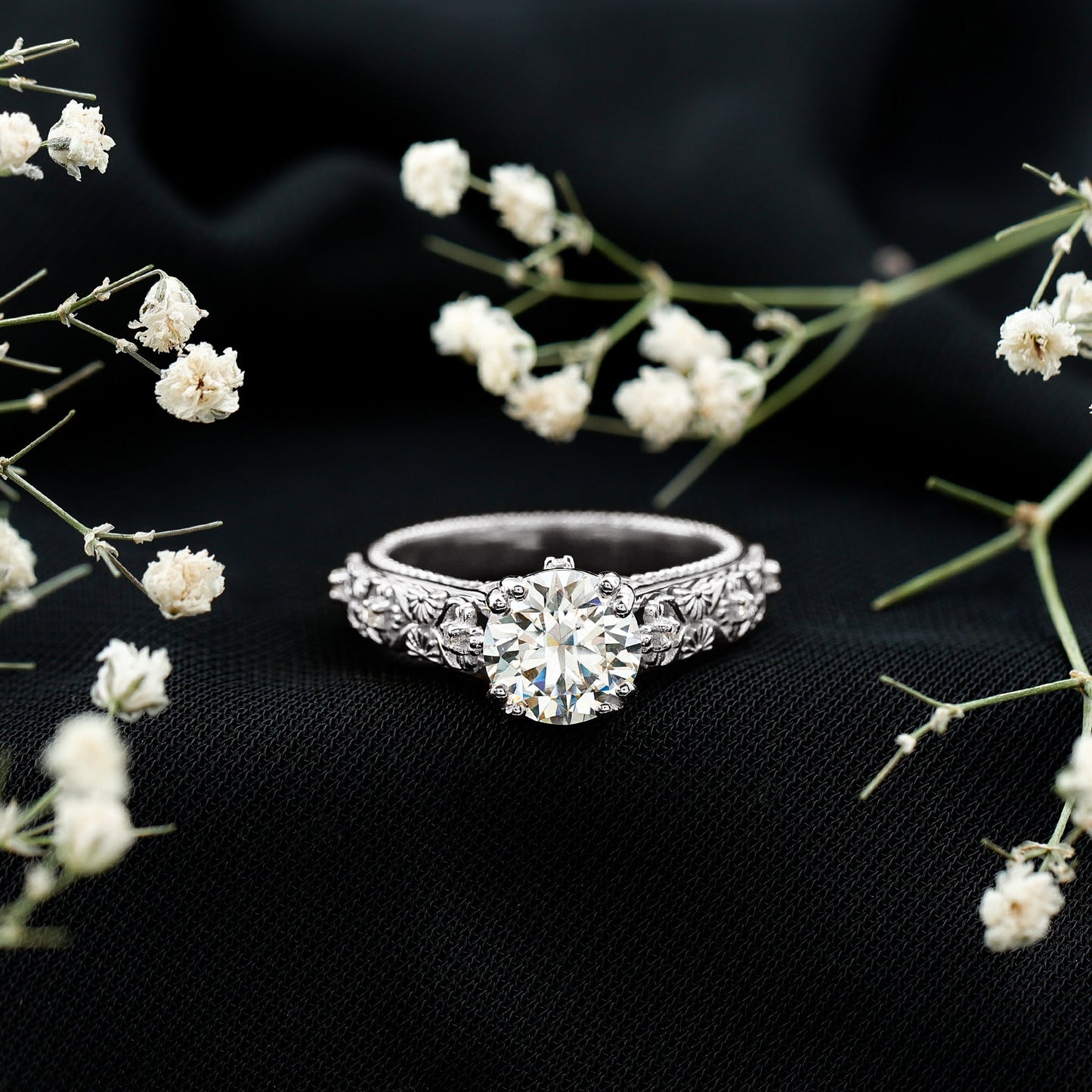 Lab Grown Diamond Antique Looking Engagement Ring