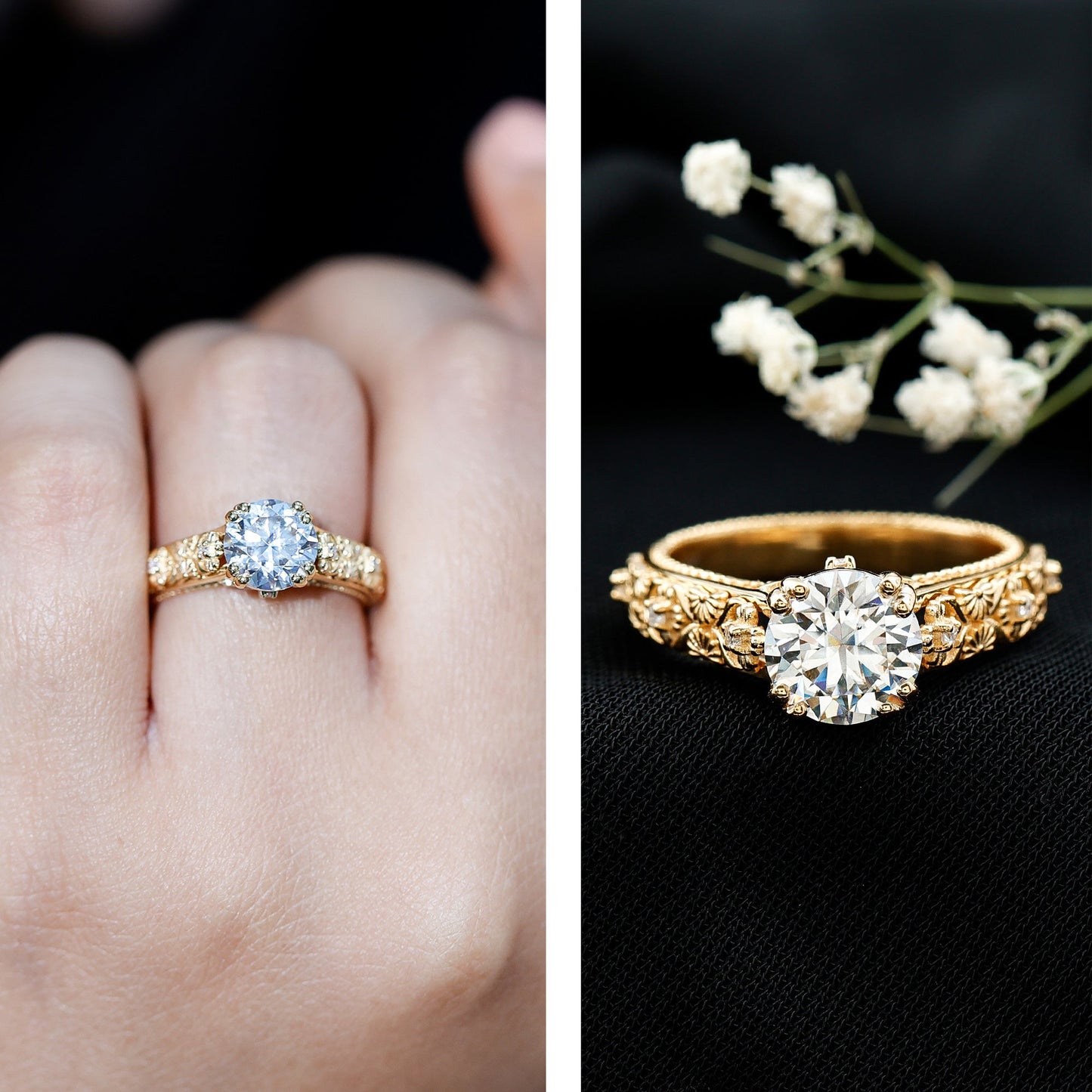 Lab Grown Diamond Antique Looking Engagement Ring