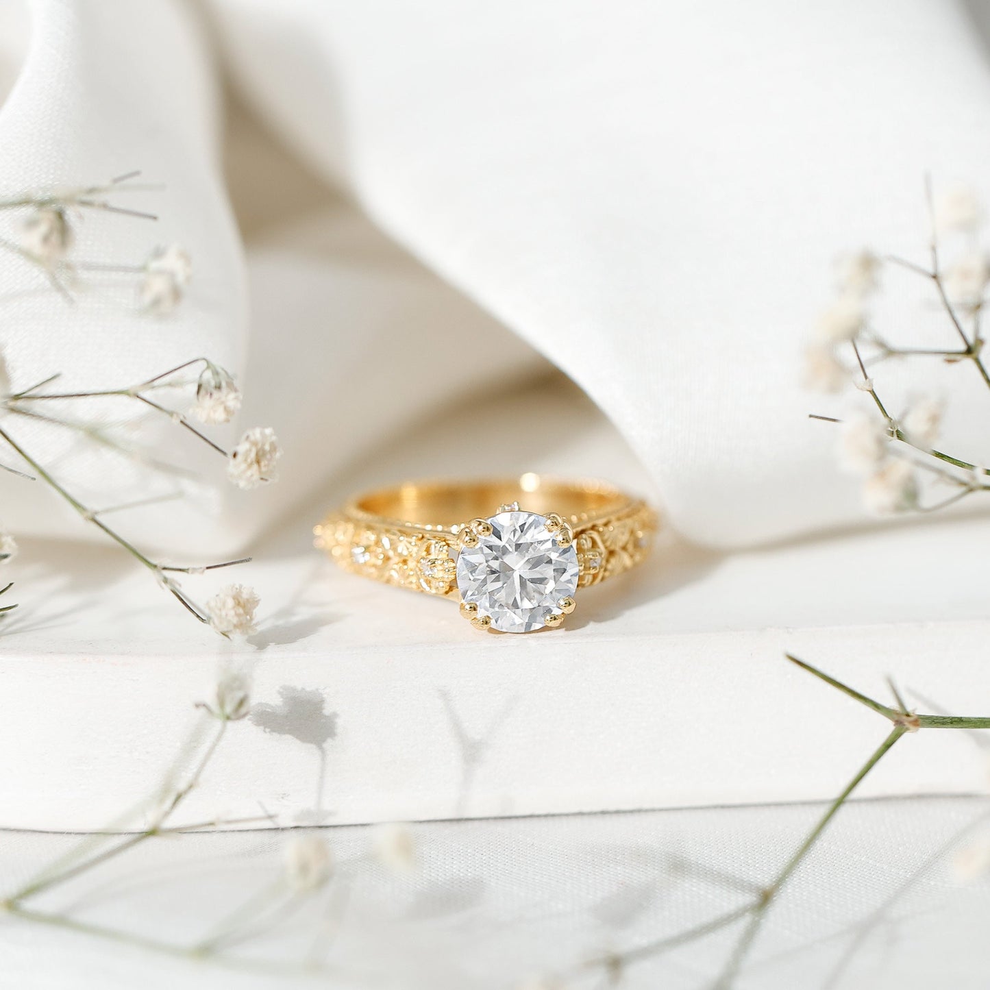 Lab Grown Diamond Antique Looking Engagement Ring